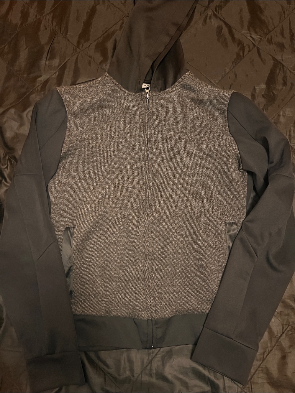 Men's Hooded Zip Jacket - Gray/Black Reaction Medium